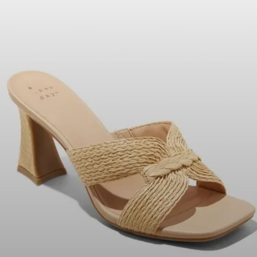 Women's Tia Mule Heels - A New Day™ Beige 7.5